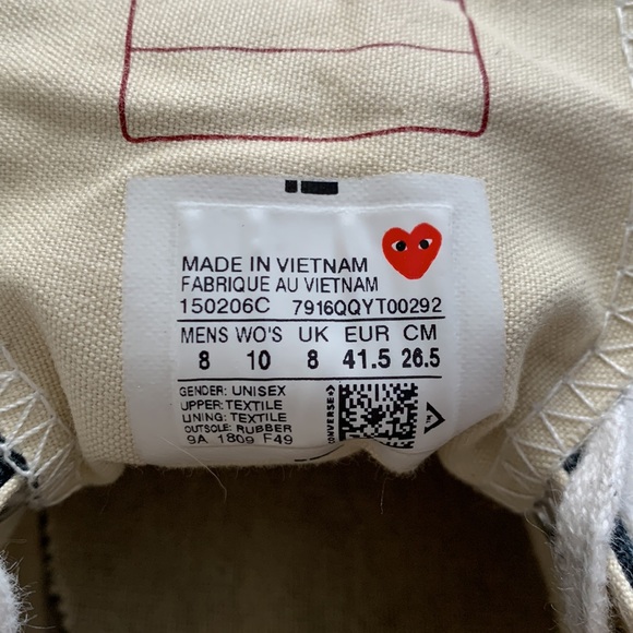 CONVERSE X COMME DES GARÇON PLAY Chuck Taylor '70 Sneakers - Picture 8 of 11